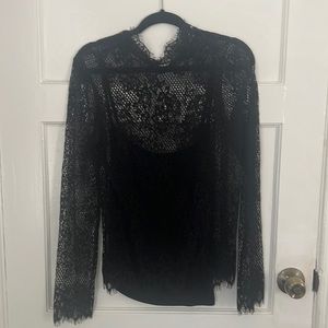 Black lace blouse with built in black cami